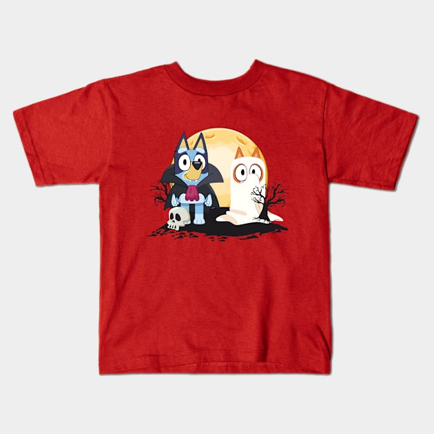 Bluey Halloween Kids T-Shirt by Recapaca